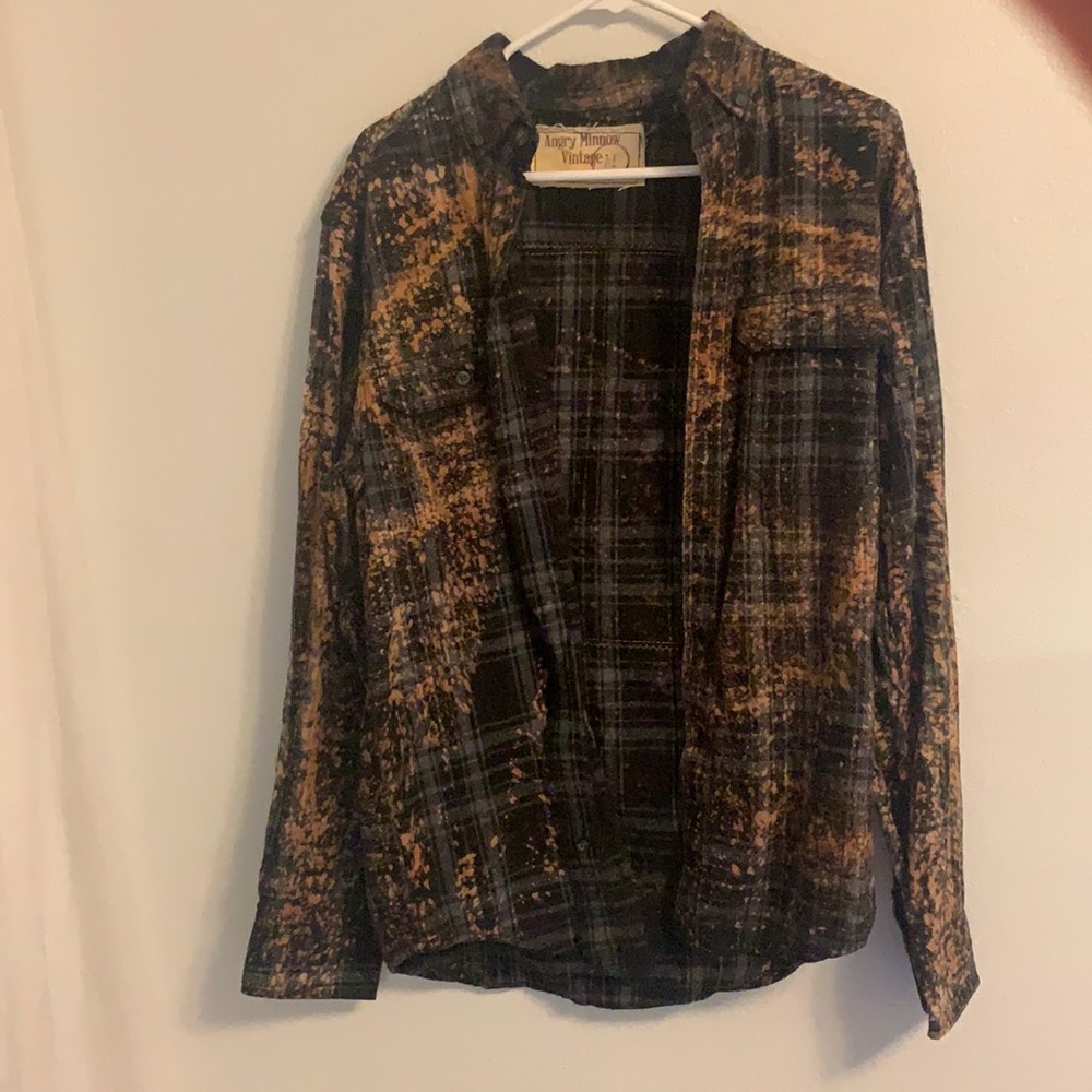 Distressed button down flannel